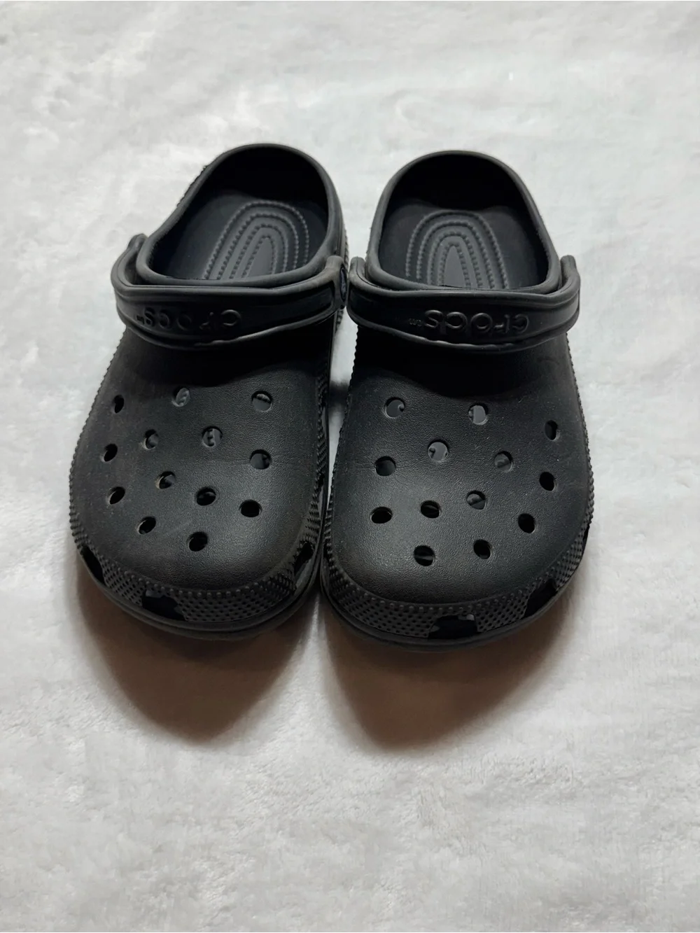 CROCS Kids Black Classic Clogs with Heel Strap